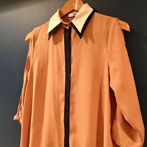 Cold Shoulder Tan Blouse